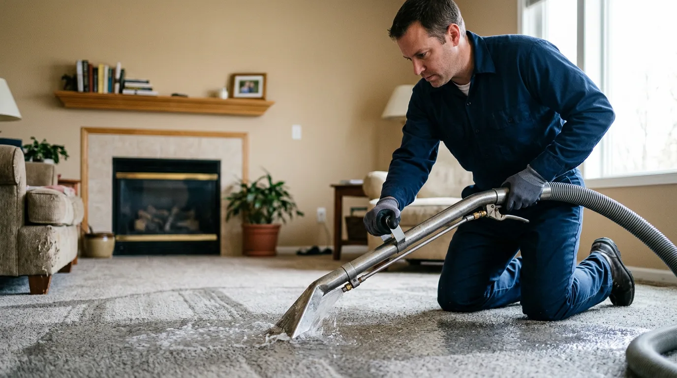 Water damage restoration technician working near Bishop, VA